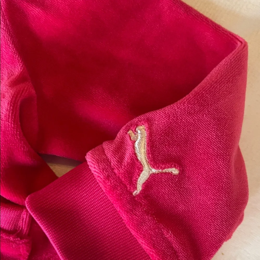 Puma Hot Pink Girls Velour Hooded Jacket and Pants - Picture 6 of 9